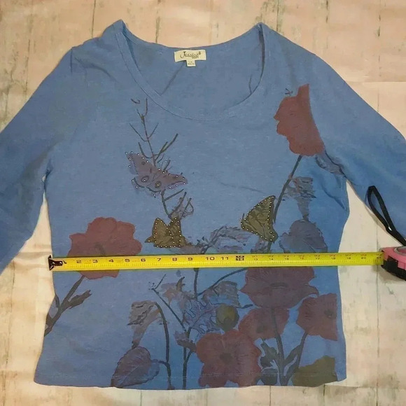 Jessica  Sport | 3/4 Sleeves Blue Graphic Tee - Picture 5 of 12